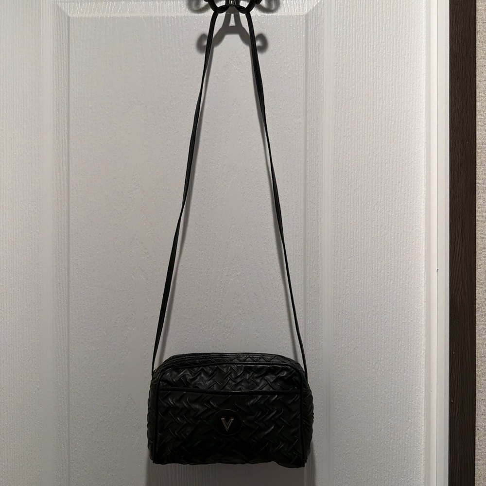 Mario Valentino Diamond Plate Leather Crossbody Y2K Italy Rare